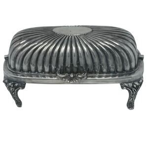 Sheffield England Silver Plate Footed Butter Dish Sheffield Butter Dish